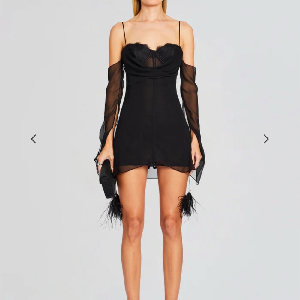 Retrofete Black Sheer Sleeve Dress